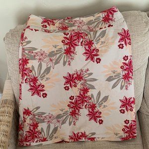 H & M Beige, Red & Grey Floral Cotton Skirt Sz 10